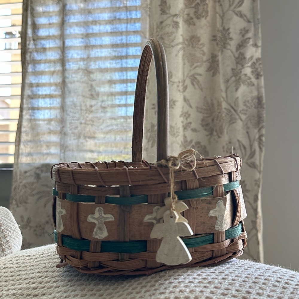 Woven Basket with Angel Accents